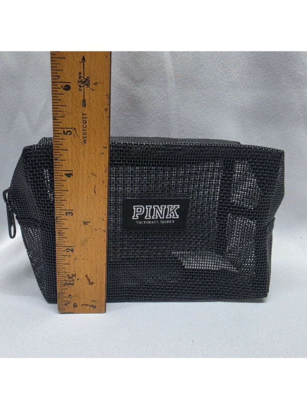 Rare PINK Victoria's Secret Black Mesh Cosmetic Bag NIP Travel Makeup Case - Picture 7 of 8